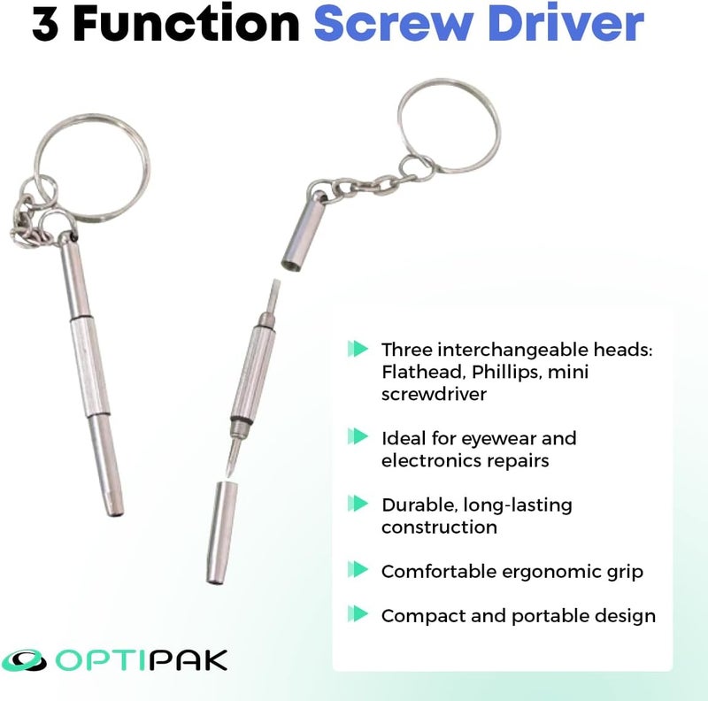 OPTIPAK Sparkle Anti-Reflective Safe Lens Cleaner & Repair Kit – (2) 1oz Glasses Cleaner Spray, (2) Microfiber Cloth & Keychain Screwdriver for Eyeglasses, Sunglasses, Lenses & Screens (5 Piece Set) - Image 5